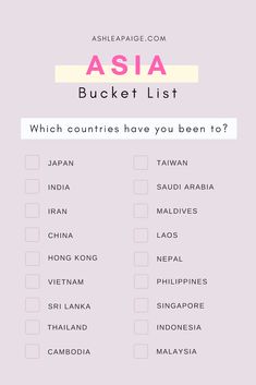 Bucket List World Travel, Asia Travel Bucket List, World Travel Bucket List, Countries To Visit Bucket Lists, Country Checklist, Country Bucket List, Asia Bucket List, Indian Travel, Explore Dream Discover