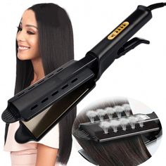 Product information: Product Category: Hair Straightener Heat conductor material: environmentally friendly alloy Temperature control adjustment: 10 steps Degrees Celsius  : 160, 180, 200, 220 (Fahrenheit: 320, 350, 400  425) Applicable hair type: wet and dry Diameter of heat conductor: 31mm or more Best modeling time: Steam Straightener, Steam Hair, Steam Hair Straightener, Hair Steaming, Hair Jewels, Straighten Iron, Oil Treatments, Silky Hair, Messy Hairstyles