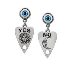 Make a statement with our ouija planchette unisex earrings. Crafted from high-quality pewter, these earrings feature a classic gothic design that will add a fashionable edge to any outfit. The perfect way to add a touch of gothic style to your look, these earrings are a great accessory for any fashion enthusiast. Whether you're looking for an edgy addition to a casual look or a unique touch of style to complete a special outfit, these ouija planchette earrings are sure to make a statement. Shop now and add a touch of gothic elegance to your look. Ouija Planchette, Mystic Eye, Pewter Earrings, Alchemy Gothic, Pewter Jewelry, Alternative Jewelry, Ear Ring, Gothic Accessories, Powerful Art