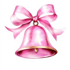 a pink bell with a bow on it