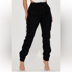 Brand New Fashion Nova Cargo Pants. Never Worn Only Washed And Air Dry. Size M With Elastic Waistband And Cuffs. 98% Cotton 2% Spandex $30 Shipped High Rise Pants With Pockets For Night Out, Casual Cargo Pants With Pockets For Night Out, High Rise Bottoms With Pockets For Night Out, Casual Cargo Pants For Night Out, Casual High Waist Parachute Pants For Night Out, Casual Night Out Cargo Pants, Trendy High Waist Cargo Pants For Night Out, High Waist Pants With Cargo Pockets For Night Out, Black High Waist Joggers For Spring