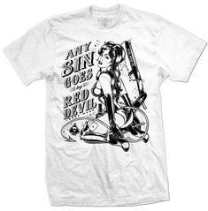 Get a classic punk rock look with this stylish men's white t-shirt featuring the any sin goes print. made of pure cotton for a comfortable fit, this t-shirt is perfect for any occasion. Punk Man, Classic Punk, Punk Men, Tattoo Clothing, White Tshirt Men, Red Devil, Biker T Shirts, Fits With Shorts, Skull Tshirt