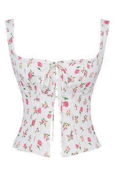 This corset-inspired top features soft linen-kissed yarns and hook-and-eye closures down the front. Exclusive retailer Square neck Lined 82% lyocell, 18% linen Dry clean Imported Square Neck Corset Top, How To Have Style, Cute Mini Skirt, Neck Corset, Pretty Top, Vintage Fits, House Of Cb, Rose Print, Dream Clothes