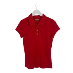 "Red Pit to pit 14.5\" Neck to hem 22\"" Classic Red Fitted T-shirt, Red Fitted Polo Collar T-shirt, Classic Fitted Red T-shirt, Tommy Hilfiger Polo Shirt, Tommy Hilfiger Vintage, Tommy Hilfiger Polo, Vintage Tommy Hilfiger, Womens Clothing Tops, Vintage Ladies