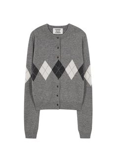 This Argyle Cardigan offers a classic silhouette with a round neck and is crafted from 100% soft merino wool knit yarn, exuding unique yet basic mood.- Essential argyle pattern detail for a fashionable look- Three embroidered logo details and logo-engraved buttons for a branded finish- Suitable for both standalone wear and layering, thanks to its basic straight fit and soft, non-transparent knit texture* Actual product color may vary according to the mobile device and monitor resolution.* The ac Argyle Sweaters, Casual Cotton Argyle Sweater, Knit Argyle Pattern, Winter Argyle Pattern Crew Neck Sweater, Long Sleeve Argyle Cardigan, Argyle Cardigan, Patterned Cardigans, Knitwear Cardigan, Striped Knit