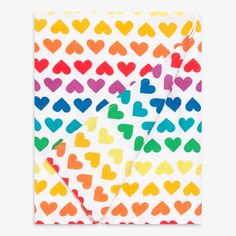 multicolored hearts on white paper napkins