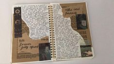 an open book with pictures and words on the pages that have been altered to look like a map