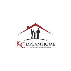 the kc dreamhome logo is shown in red and black on a white background