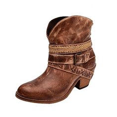 Corral Women's Cognac Mixed Straps Round Toe Ankle Boot - PB018 Brown Snip Toe Booties For Fall, Fall Brown Snip Toe Booties, Western Brown Booties With Reinforced Heel, Stacked Heel Ankle Boots For Ranch, Rugged Ankle Moto Boots For Rodeo, Western Brown Booties With Stacked Heel, Western Style Brown Booties With Stacked Heel, Western Brown Moto Boots With Buckle Closure, Rustic Ankle Moto Boots For Rodeo