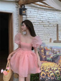 Mori Style, Bow Party, Mori Fashion, Puffy Dresses, Diy Vetement, Puff Dress, Women Dresses Classy, Cottagecore Dress, Organza Dress