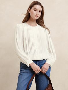 Pleated Georgette Blouse | Banana Republic Factory Georgette Blouse, Banana Republic Factory, Georgette Fabric, Work Attire, High Low Hem, High & Low, High Low, Banana Republic, Sustainability