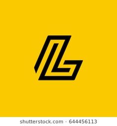 the letter l is made up of two lines and black letters on a yellow background