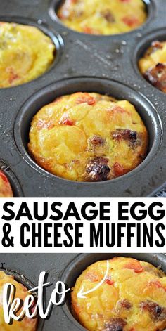 sausage egg and cheese muffins in a muffin pan