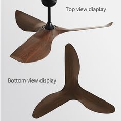 three different types of wooden propellers are shown in this graphic above the top view display and bottom view display