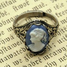 Blue Cameo Ring Green Stone Jewelry, Handmade Jewelry Ring, Silver Jewellery Indian, South Indian Jewelry, Cameo Ring, Sterling Silver Jewelry Handmade, Old Jewelry, Black Rings, Indian Jewelry