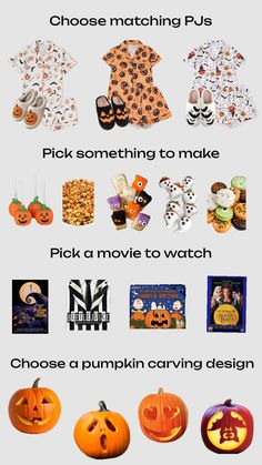 an image of pumpkins and other items for halloween