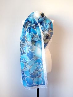 Hortensia scarf silk scarf Hydrangea scarf hand painted | Etsy Elegant Hand Painted Blue Silk Scarf, Elegant Hand Painted Blue Scarves, Elegant Blue Hand Painted Scarves, Elegant Handmade Blue Scarves, Blue Hand Painted Silk Scarf, Hand Painted Blue Silk Scarf For Summer, Hand Painted Blue Silk Scarf For Gift, Artistic Handmade Blue Silk Scarf, Blue Floral Print Silk Scarf As Gift