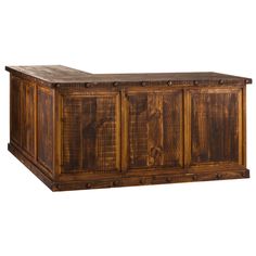 a large wooden cabinet sitting on top of a white background