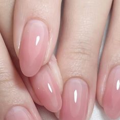 Simple Nail Designs One Color, Syrup Nails Pink, Pale Pink Biab Nails, Pink Bridesmaid Nails, Natural Pink Gel Nails, Subtle Pink Nails, Rose Water Nails, Sheer Pink Acrylic Nails, Syrup Nails Korean