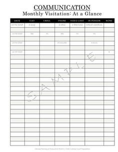 a blank sign up sheet with the words communication written in cursive writing on it