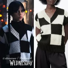 Zara Check Sweater Vest As Seen On Wednesday Addams In Netflix's Wednesday Season 1 Episode 7. Same Style, Brand, And Color. Sweater Is Pre-Owned, So Check Photos For Condition. All Of These Are Slightly Fuzzy Or Have A Tendency To Shed Due To The Alpaca Blend. No Issues As Far As I Can Tell. Open To Reasonable Offers As Usual. Bundle And Save On Postage! __________________________________________________ New To Poshmark? You Can Use My Referral Code Steeveenee For $10 Off Your First Purchase :) __________________________________________________ Tags: Netflix, 2020s, Check, Checked, Chequered, Knit, Sweater, Jumper, Vest, Gilet, Plaid, Checkerboard, Sleeveless Checker Vest, Check Sweater, Wednesday Adams, Knit Sweater Vest, Color Sweater, Zara Sweater, Wednesday Addams, Same Style, Zara Black