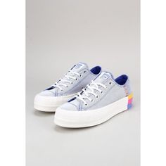 Ctas Lift Ox Ozone Blue Rainbow Ozone/Blue/Vintage/White 564993c Converse Womens Platform Shoes Chuck Taylor All Star Rainbow Platform Low Top Colour-Blocked Chucks. Panelled Canvas And A Colour-Blocked Midsole Bring A Vibrant Edge To Your Everyday Chucks, While A Platform Sole Gives You A Boost. Stand Tall. Product Details The Lift From Converse Retains The Iconic And Versatile Low-Top Silhouette Bringing The Height With A Double Stacked Vulcanized Outsole. Revamped For New Season In Rainbow Co Blue Converse Canvas Sneakers, Trendy Blue Textile Sneakers, Blue Sneakers With Speckled Midsole For Summer, Summer Blue Sneakers With Speckled Midsole, Blue Denim Sneakers With Vulcanized Sole, Blue Canvas Sneakers With Speckled Midsole, Summer Converse Sneakers In Light Blue, Trendy Blue Canvas Sneakers, Converse Chuck Taylor Lugged