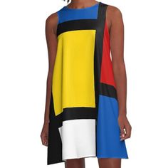 Loose-fit, mid-length sleeveless dress with silky handfeel. Printed on both sides. Machine washable. Size range XS-2XL. My personal interpretation freely inpired of unique Mondrian art. Mondrian Dress, Mondrian Art, Printed Wide Leg Pants, Cool Colors, Dress For Sale, Mid Length, Leg Pants, Dresses For Sale, Both Sides