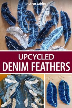 the instructions for how to make upcycled denim feathers