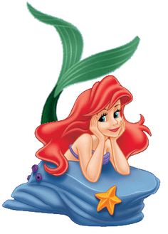 the little mermaid is laying down on top of an inflatable raft with starfish