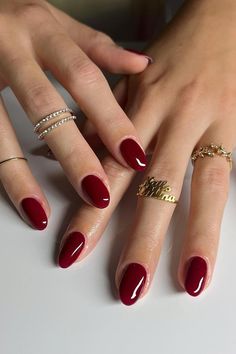 Cute Almond Nails, Cherry Nails, Red Nail Polish, Makijaż Smokey Eye, Burgundy Nails