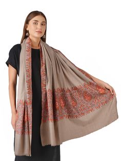 Indulge in luxurious comfort with our Soft Pashmina Shawl, crafted from pure Kashmiri pashmina in the serene Natural Toosh shade. This shawl is not just an accessory; it's a statement of elegance and sophistication. Product Details: Hand Embroidered Pure Kashmiri Pashmina Shawl Material: Pure Pashmina (100% Cashmere) Size: 100 cm X 203 cm / 40 Inch X 80 Inch / 1.1 x 2.2 Yards (Approx) Base Color: Natural Toosh Sourced From: Changthangi goats in the Himalayan region of Ladakh Origin: Crafted in K Kashmiri Pashmina Shawl, Color Complement, Pashmina Shawl, Himalayan, Base Colour, Hand Embroidered, Goats, Shawl, Cashmere