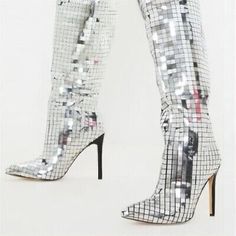 ad eBay - Get the item you ordered or get your money back. Quickly and satisfying communication! Unique high-quality goods! Best prices! Disco Ball Shoes, Disco Ball Boots, Disco Boots, Moda Disco, Mirror Boots, Metallic Fashion, Moon Board, 70s Wedding, Sequin Boots