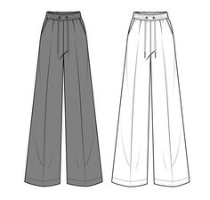 From Sketch To Garment! As a professional fashion designer, I will draw technical drawing of your design in colors including design details with a very competitive price. I make apparel Tech packs that can be sent to factories for bulk production. If you’re interested in hiring a fashion expert for your next collection, get in touch! Message me Wide Leg Pants Flat Sketch, Baggy Pants Technical Drawing, Trouser Technical Drawing, Trousers Drawing, Fashion Technical Drawing, Technical Flats