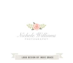 the logo for nicole williams photography is shown in front of a white background with an arrow