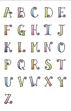 the alphabet is made up of different colors and shapes, including letters that appear to be painted