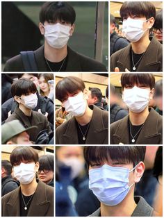 multiple pictures of people wearing masks to protect them from the sun and cold weathers