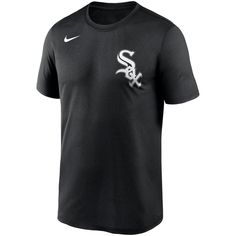 Prove that you're a loyal Chicago White Sox supporter at heart by wearing this Wordmark Legend T-shirt from Nike. It features the Chicago White Sox wordmark logo and a comfortable fit that makes it a perfect choice for any casual occasion. Nobody will doubt your loyalty when you put on this distinctive tee! Brand: Nike Tagless Collar Screen print graphics Officially licensed Nike Dry fabrics move sweat from your skin for quicker evaporation  helping you stay dry, comfortable and focused on the t Black Chicago, Nike Crew Neck, Word Mark Logo, White Sock, Fashion Socks, Chicago White Sox, Nike Shirts, Athletic Fits, Big And Tall