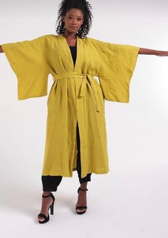 Special design oversize pure Italian linen kimono Simple and beautiful SPECIFICATION * Fabric: 100 % Linen * Color : mustard yellow, natural brown * Size : This Kimono is standard size perfectly suits all sizes. Small, Medium, Large, xlarge it fits all sizes in a perfect way. Bust: 52 inches/132 cm Length: 56 inches/142 cm CARE INSTRUCTION * Machine Wash Warm and Seperately * Do Not Tumble Dry * Iron inside out and Warm * Do Not Bleach The link for a beautiful gift box is below; https://www.etsy Oversized Long Robe For Daywear, Linen Wrap Kimono For Vacation, Linen Kimono With Kimono Sleeves For Loungewear, Linen Kimono With Kimono Sleeves For Vacation, Beige Linen Kimono, Vacation Linen Wrap Kimono, Beach Linen Robe With Kimono Sleeves, Beach Robe With Kimono Sleeves In Linen, Beige Long Kimono For Daywear