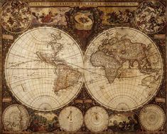 an old world map with all the countries on it