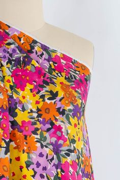 Impressionistic painterly multicolored floral digitally printed on smooth matte sateen with alight drape, light crosswise stretch, excellent recovery and 28" repeat. Light/mid-weight so it will work for both tops and bottoms. Okeo-Tex® certified. Right for pants, capris, light jacket, vest, duster coat, dress, skirt, vest, shirt, tunic, caftan, childrens' clothes. Pre-treat by wash/dry gentle. After sewing, wash gentle, air dry. 97% cotton/3% spandex 57" Summer Multicolor Digital Prints With All Over Print, Summer Multicolor Embroidered Cotton Fabric, Spring Floral Print Digital Prints, Multicolor Floral Digital Print For Summer, Multicolor Floral Print Digital Prints For Spring, Folk Style Multicolor Embroidered Fabric With Woven Motifs, Summer Folk Multicolor Embroidered Fabric, Semi-stitched Multicolor Embroidered Cotton Fabric, Multicolor Embroidered Floral Print V-neck Top