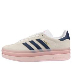 (WMNS) adidas Gazelle Bold 'Clear Pink Night Indigo' IE6508 His And Hers Matching Shoes, Pink And Navy Adidas Gazelle, Cute Sneakers For Women Fashion, Cool Women’s Sneakers, Trendy Fall Shoes 2024, Pink And Navy Gazelle, Cute Women Sneakers, Adidas Shoes Women Platform