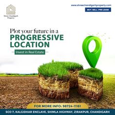 an advertisement for a real estate in india with green grass growing out of the ground