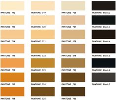 the color chart for different shades of brown, yellow and oranges in various colors