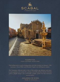 the back cover of scabal magazine features an image of a castle and fountain