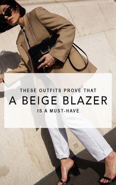 With neutral hues trending, adding a beige blazer to your spring/summer wardrobe is a no brainer, and these ultra-chic outfit ideas are proof of that. Beige blazer outfit, neutral style, neutrals, neutral outfit, spring outfit, summer outfit, work outfit, business casual, office wear, minimal outfit, #fashion2019 #neutrals #neutralstyle #streetstyle #weartowork #ootd Neutral Outfit Spring, Summer Outfit Work, Work Outfit Business Casual, Beige Blazer Outfit, Brown Aviator Sunglasses, Black Wayfarer Sunglasses, White Casual Sneakers, White Strappy Sandals