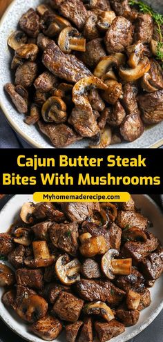 These Cajun Butter Steak Bites With Mushrooms are juicy, tender, and packed with bold Cajun flavors. Perfectly seared steak and mushrooms make this an easy and delicious one-pan meal! Ingredients: 1 lb steak, cubed 1 cup mushrooms, sliced 2 tbsp Cajun seasoning 3 tbsp butter A flavorful, quick dinner option with a spicy, buttery kick Steak Bites And Mushrooms, Steak Bites With Mushrooms, Cajun Butter Steak, Cajun Butter Sauce, Cubed Beef Recipes, Season Steak Recipes, Butter Steak Bites, Steak Bites Recipe, Cajun Butter