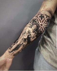 Greek Mythology Half Sleeve, Religious Tattoos For Men, Cool Space Tattoos, Space Tattoo Ideas, Christus Tattoo, Baroque Tattoo, Portrait Tattoo Sleeve, Filler Tattoos, Herren Hand Tattoos