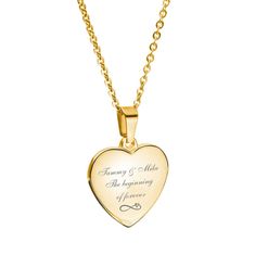 This engraved Gold heart necklace is a great personalized gift for that special someone. Personalize the heart with names, initial monogram, dates or a message for any occasion.  Dimensions: Heart 1" x 3/4" Material Stainless Steel Gold Plated A chain and gift box included with the heart pendant How To Send Engraving Instructions: Add your personalization  Please enter your instructions for engraving in the field below, select font style on the drop down menu. If you would like a logo please ent Engraved Heart Necklace, Heart Pendant Gold, Gold Heart Necklace, Etsy Bridesmaid Gifts, Monogram Initials, Heart Of Gold, Personalized Necklace, Name Necklace, Heart Necklace