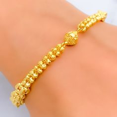 Sleek Lined 22k Gold Floral Bead Bracelet Gold Bracelets With Round Beads In 22k Gold, Adjustable 22k Gold Bracelet, Adjustable 22k Yellow Gold Bracelet, Floral Bead Bracelet, 22k Gold Bracelet, Bridal Jewelry Necklace, Precious Stones Rings, Diamond Pendant Sets, Modern Bracelets