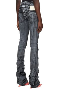 Black Trompe-l'œil Jeans by Ottolinger on Sale Fitted Recycled Denim Streetwear Bottoms, Fitted Recycled Denim Bottoms For Streetwear, Fitted Urban Recycled Denim Bottoms, Fitted Urban Bottoms In Recycled Denim, Fitted Washed Black Denim Pants, Fitted Recycled Denim Pants With Five Pockets, Recycled Cotton, Fitness Inspo, Fit Inspo